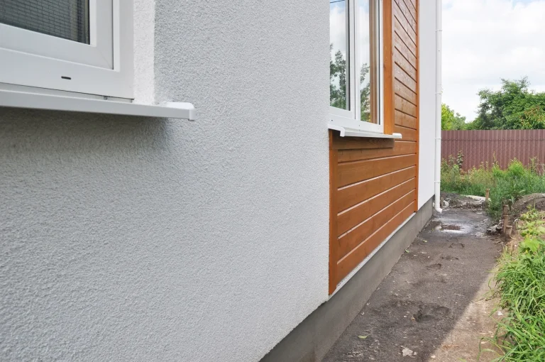 renovated façade with wooden elements