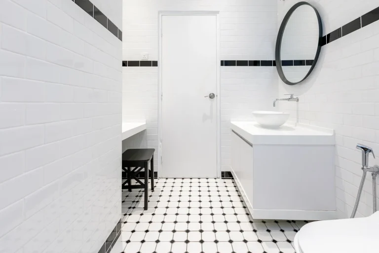 white cosy bathroom after renovation